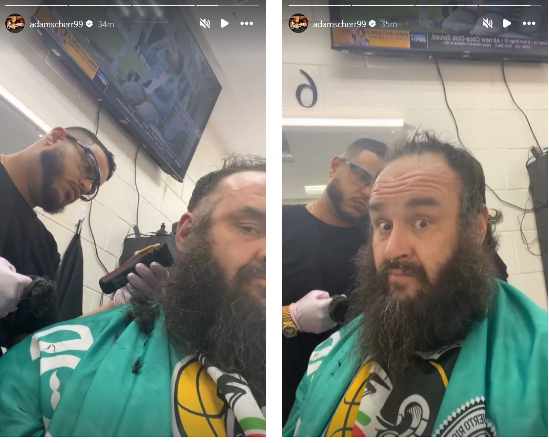 Screenshots of Braun Strowman&#039;s post to Instagram Stories