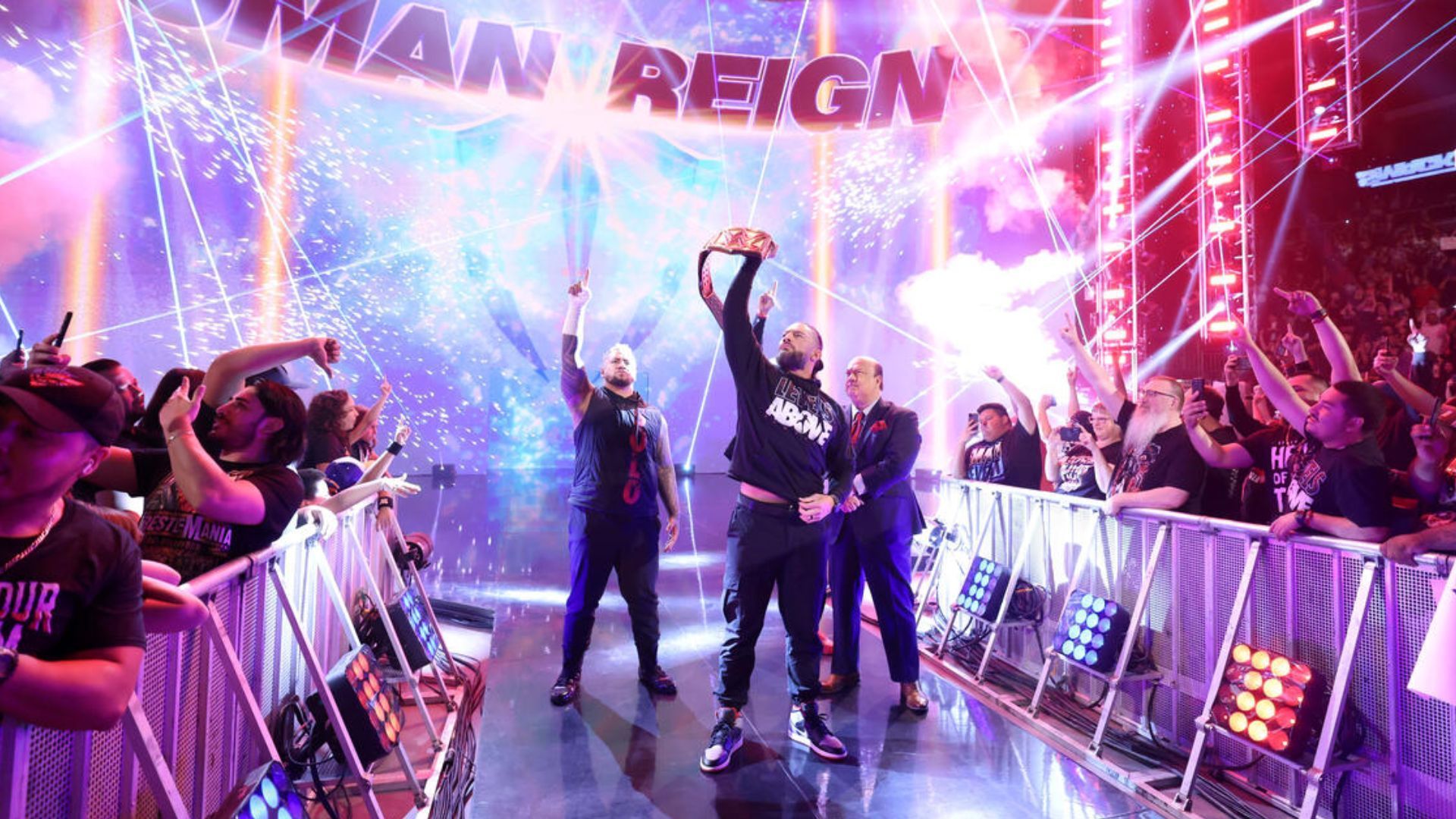 Roman. Reigns made his entrance without The Rock on SmackDown 