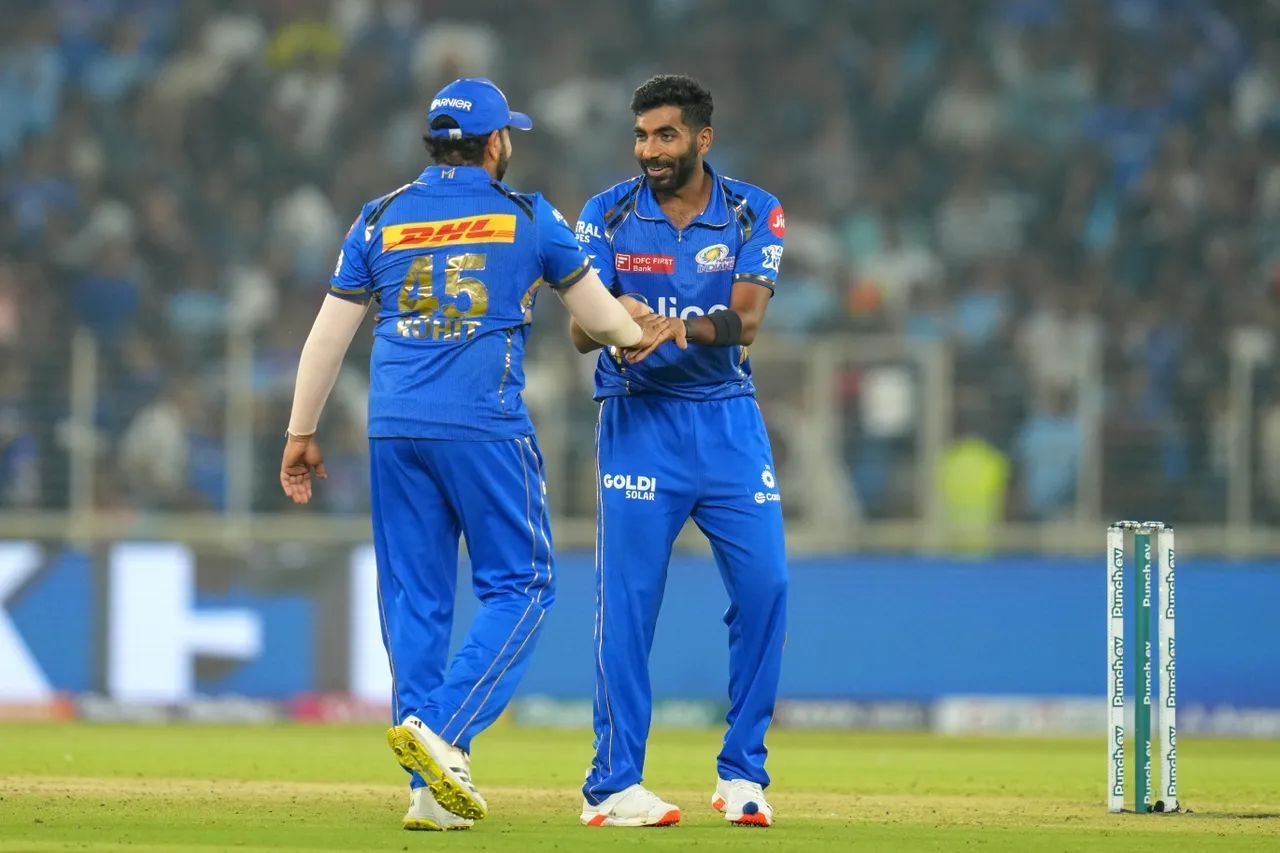 In frame Rohit Sharma and Jasprit Bumrah