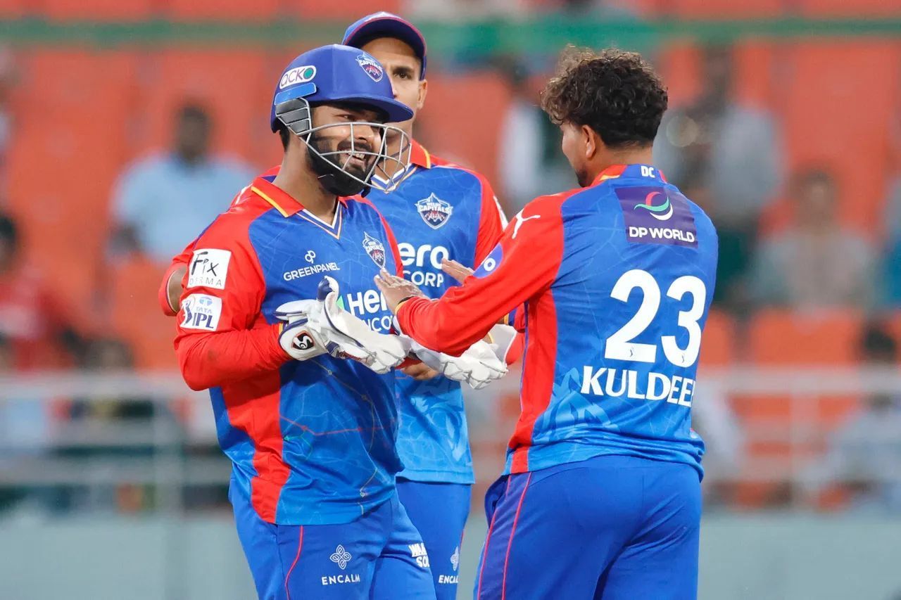 Rishab Pant celebrating a wicket with Kuldeep Yadav (credit: bcci.tv)