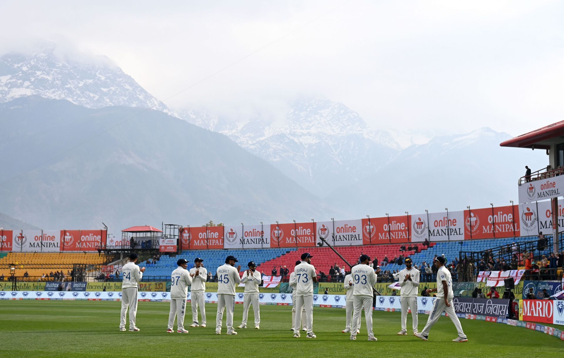 Ashwin receives a guard of honor during his 100th Test