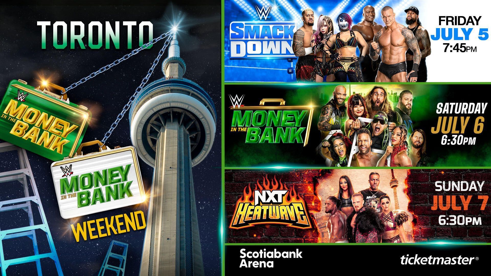 The Money in the Bank weekend schedule.