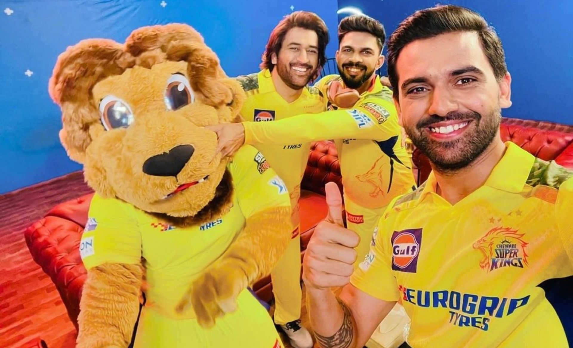 CSK players during a shoot ahead of IPL 2024. 
