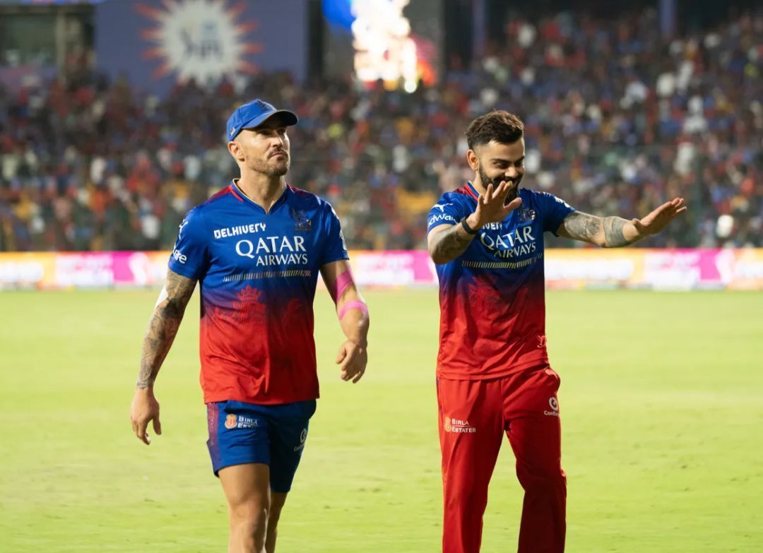 Faf du Plessis and Virat Kohli post match in Bengaluru 