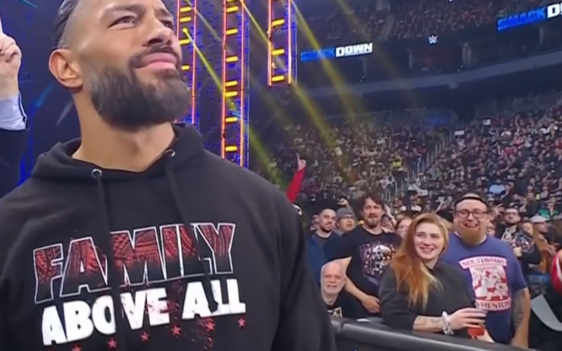 Roman Reigns walking away following his confrontation with Cody Rhodes on SmackDown (Image source: Sony Sports Network)