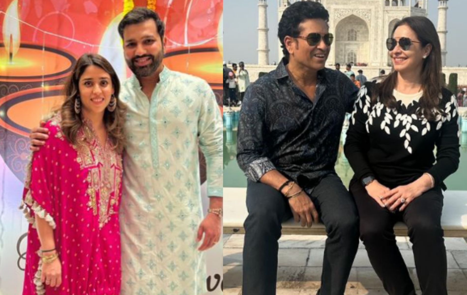 Rohit Sharma with Ritika Sajdeh, Sachin and Anjali Tendulkar, Amban bash