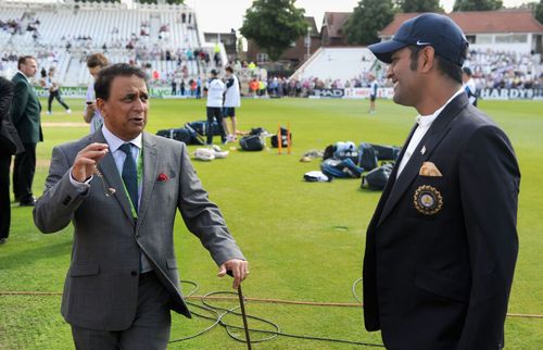 Gavaskar and Dhoni interact before one of India's Test matches.