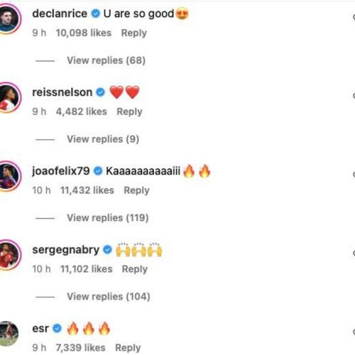 Comments under Kai Havertz's Instagram post. Image Courtesy: The Boot Room