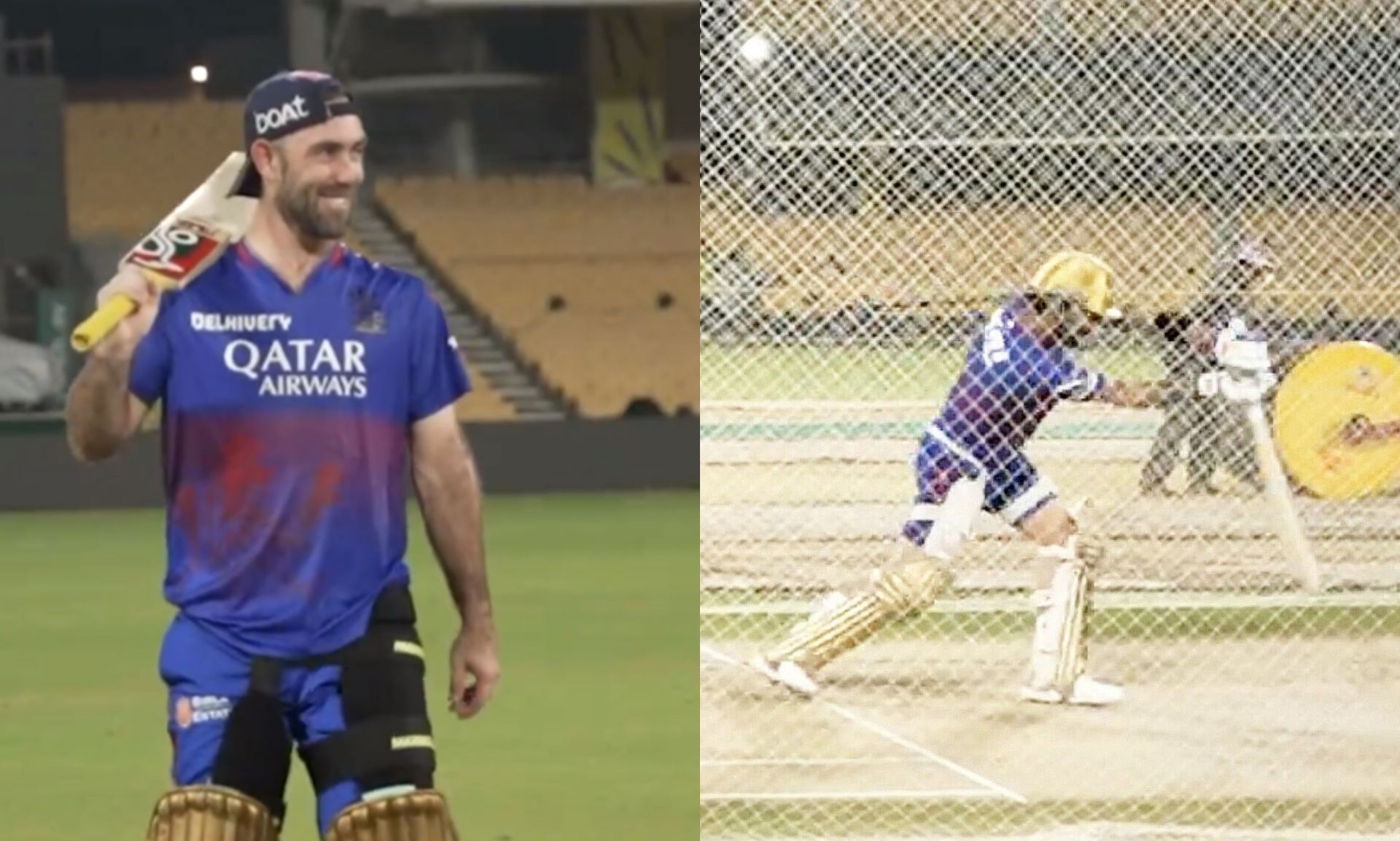 Glenn Maxwell and Virat Kohli in the nets ahead of IPL 2024. 