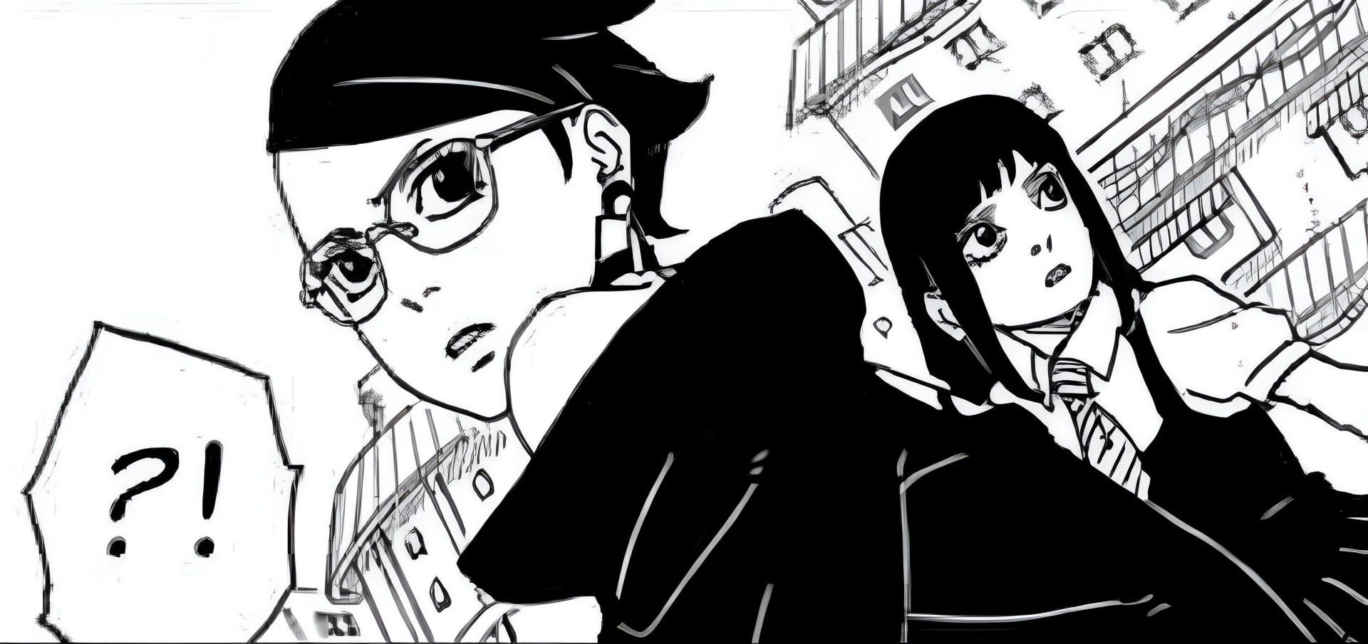 Sarada and Sumire as seen in the Boruto: Two Blue Vortex manga (Image via Shueisha)