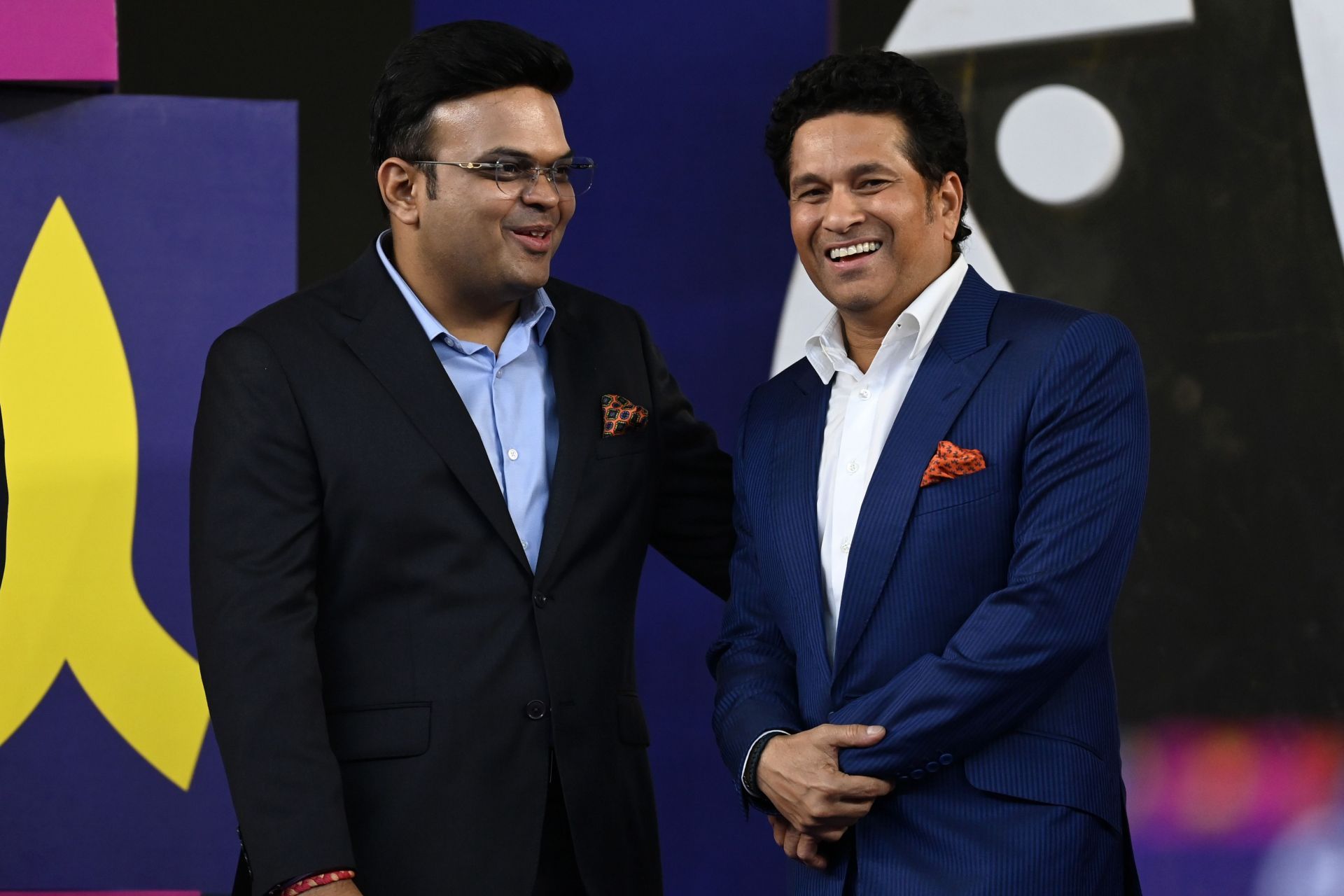 Sachin Tendulkar (right) with BCCI Secretary Jay Shah (left) post the 2023 Men's CWC Final.