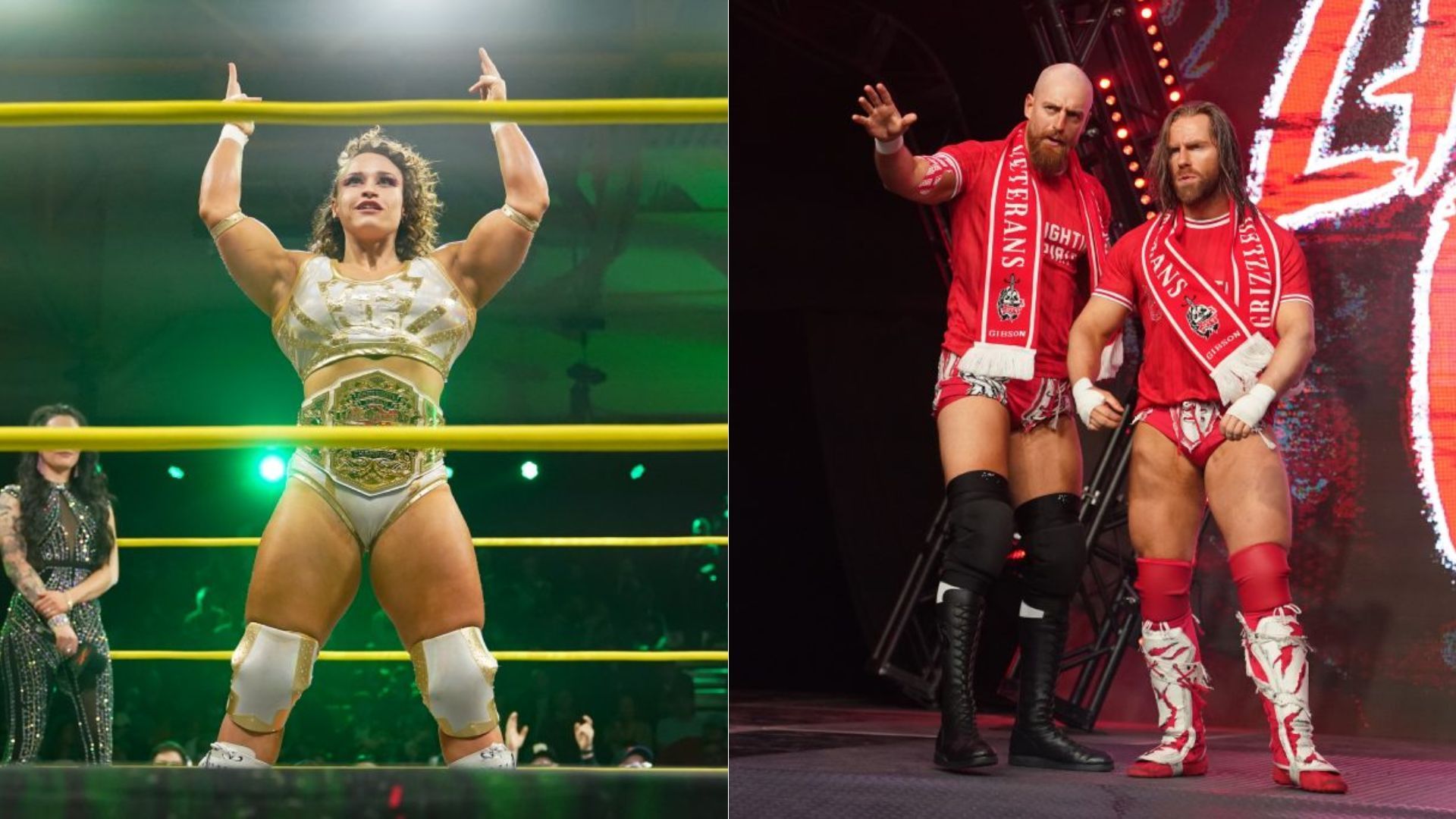 Jordynne Grace (left); Zack Gibson and James Drake (right) [Images via TNAWrestling.com]