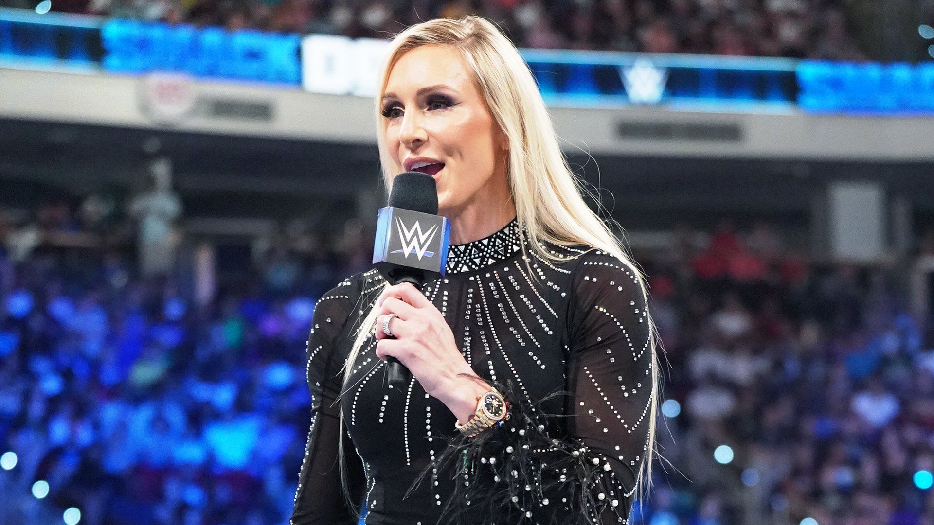 Charlotte Flair cuts a promo on WWE SmackDown