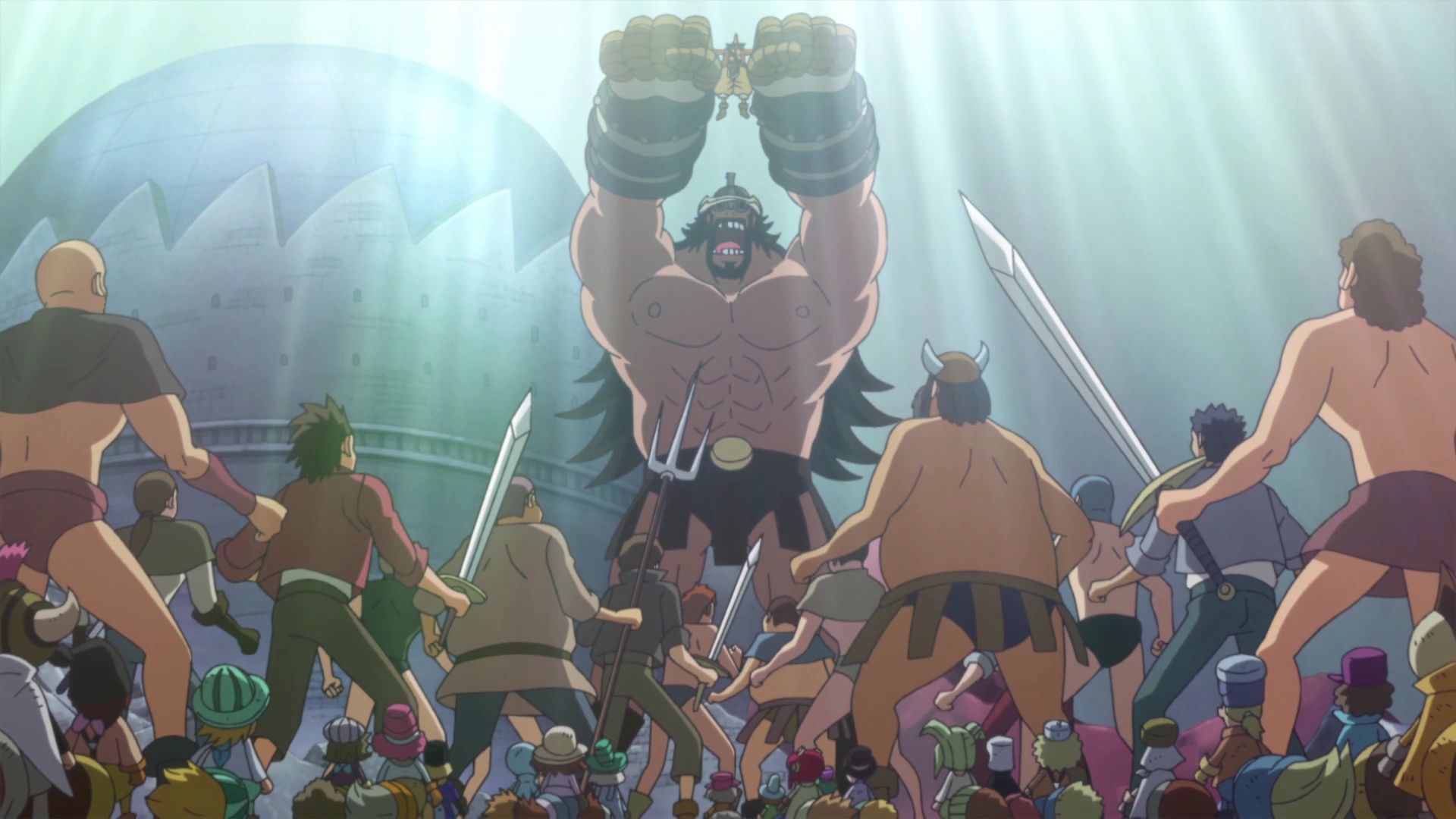 Hajrudin celebrates &quot;God&quot; Usopp in the One Piece anime (Image via Toei Animation)