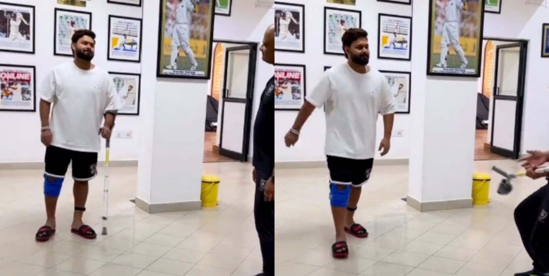 Rishabh Pant, crutches