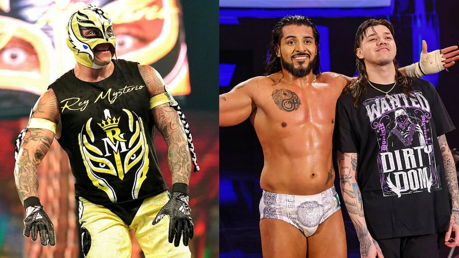 Rey Mysterio, Santos Escobar and Dominik Mysterio