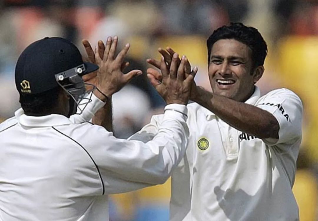 Anil Kumble celebrating a wicket vs Sri Lanka, 2005.