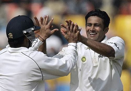 Anil Kumble celebrating a wicket vs Sri Lanka, 2005.