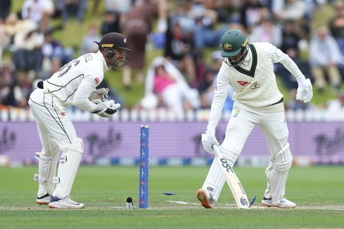 Usman Khawaja stumped by Tom Blundell. (Image Credits: Getty)