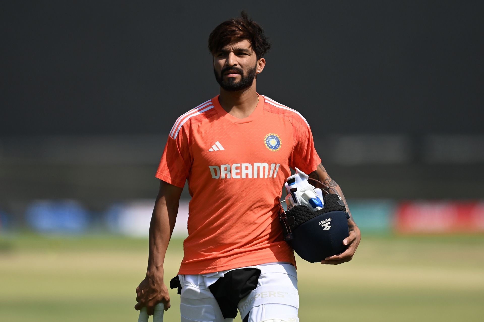 Rajat Patidar in a practice session with India.