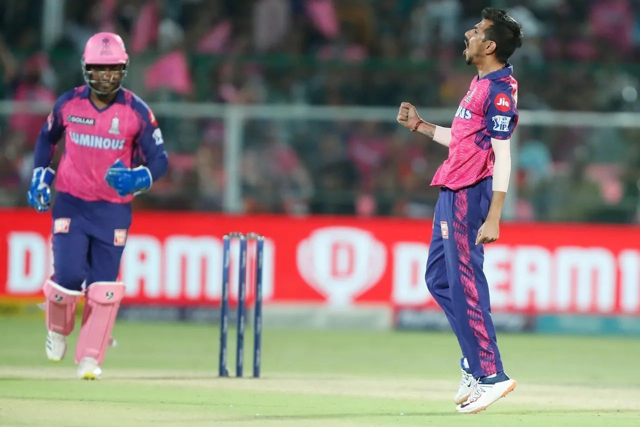 Yuzvendra Chahal (right) registered figures of 1/25 in three overs in RR