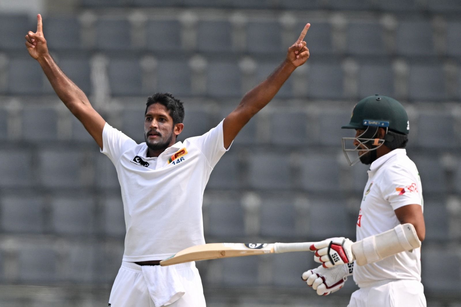 Kasun Rajita celebrates Sri Lanka&#039;s win. (Credits: Twitter)