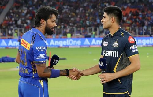 Hardik Pandya and Shubman Gill at the toss.