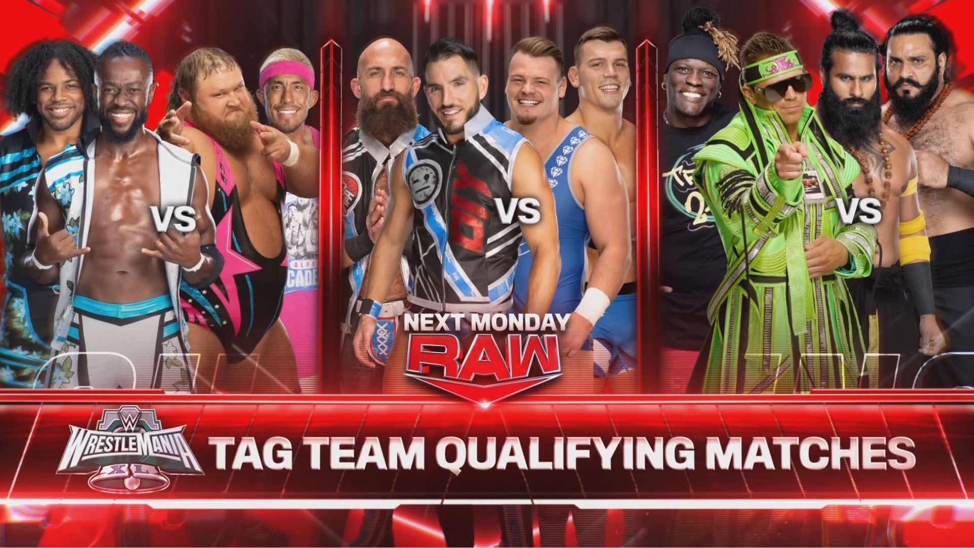 The teams competing next week in the qualifying matches on RAW.