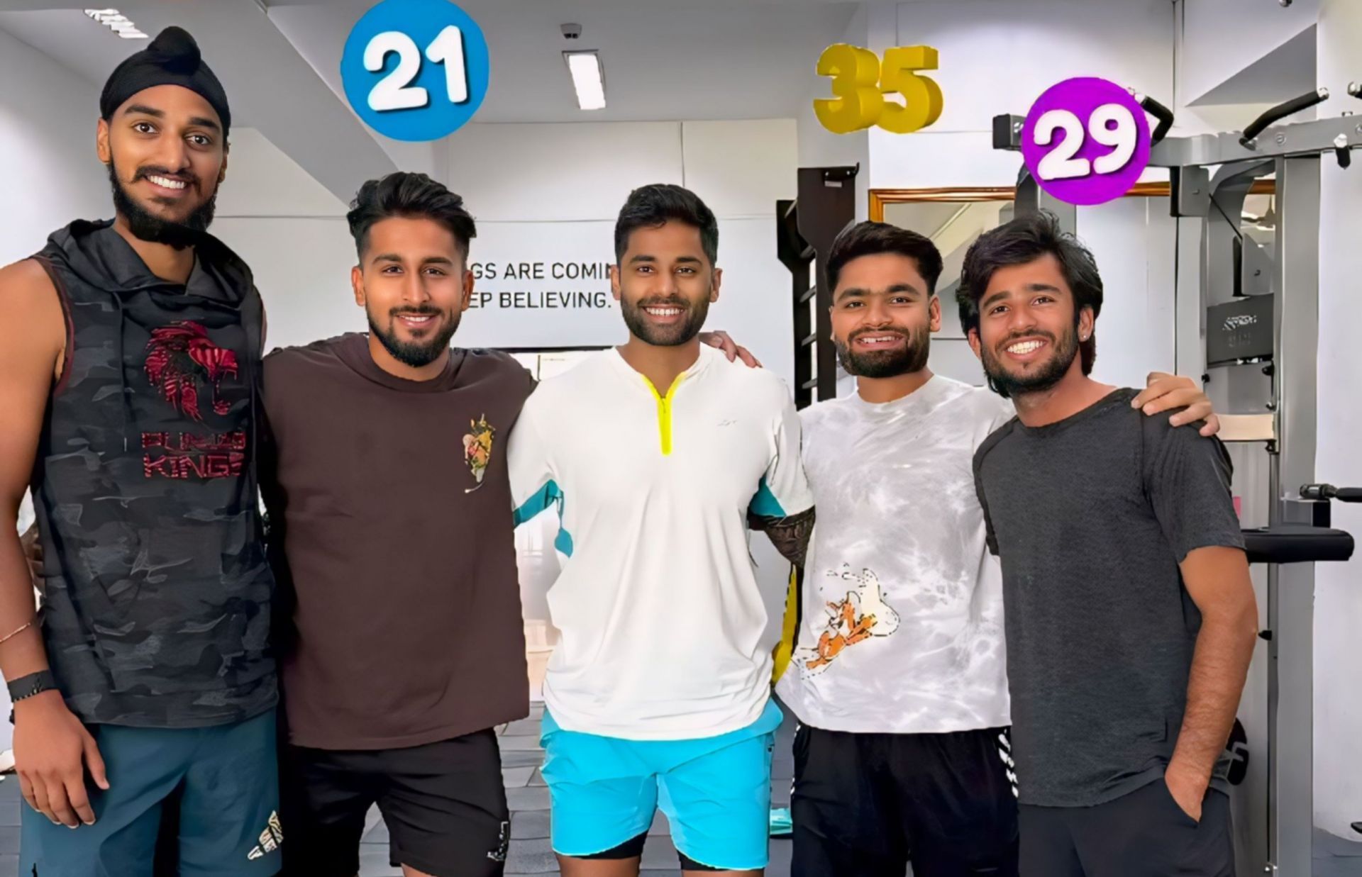 Suryakumar Yadav with his Indian teammates. 