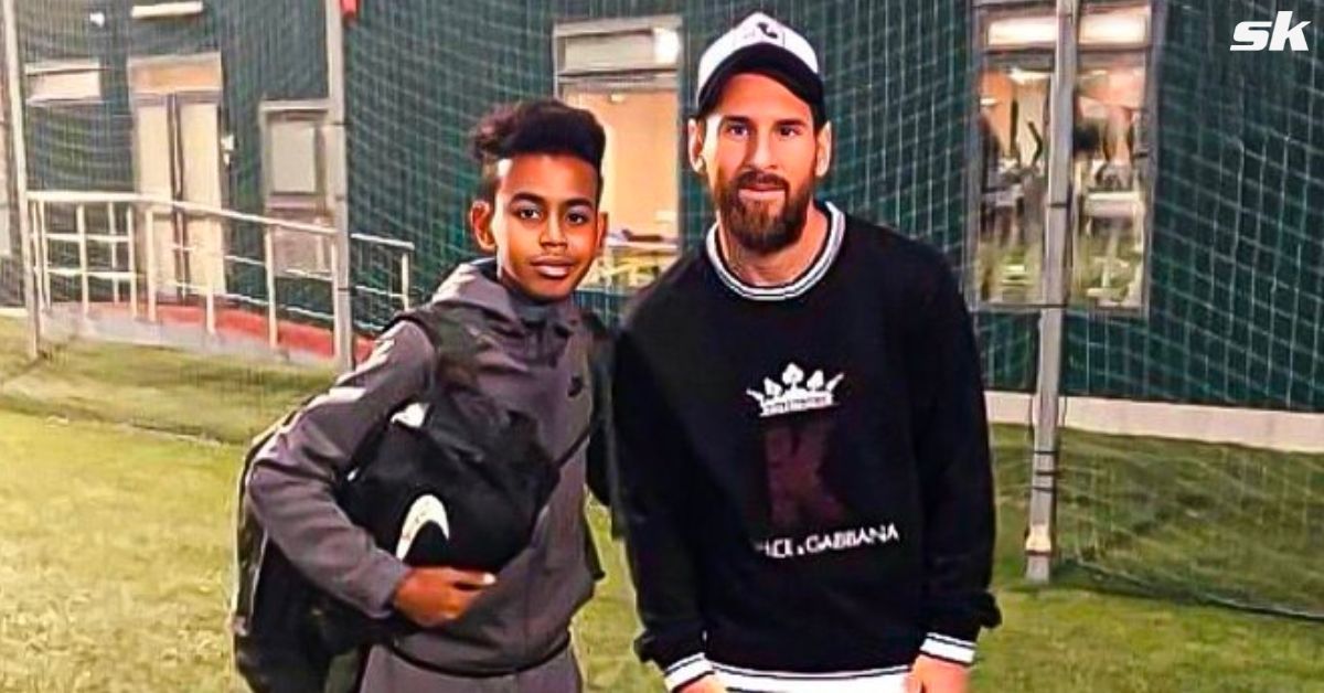 Lamine Yamal (left) and Lionel Messi