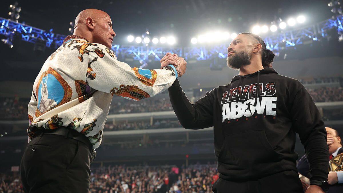 The Rock (left) and Roman Reigns (right)