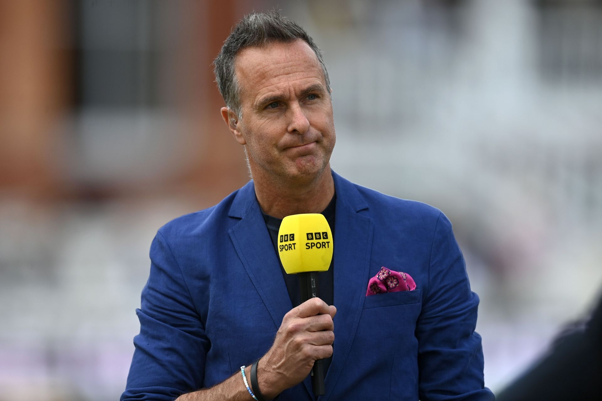 Michael Vaughan commentating for BBC in the 2023 Ashes.