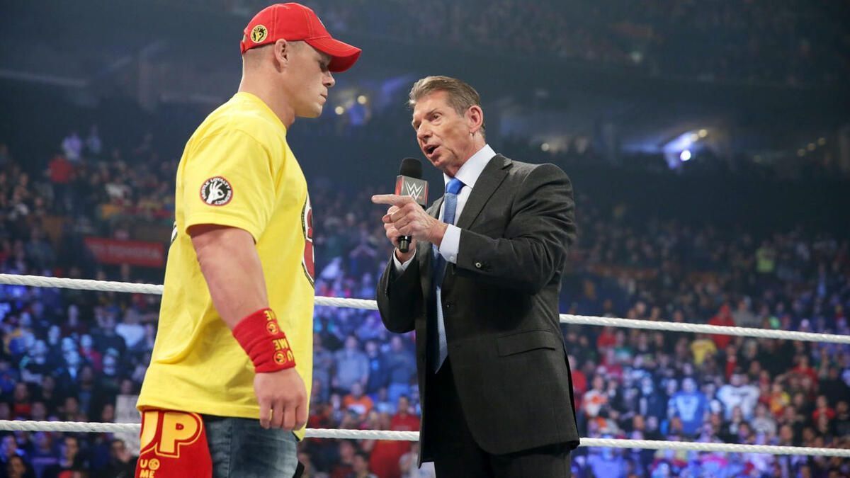 John Cena (left) and Vince McMahon (right)