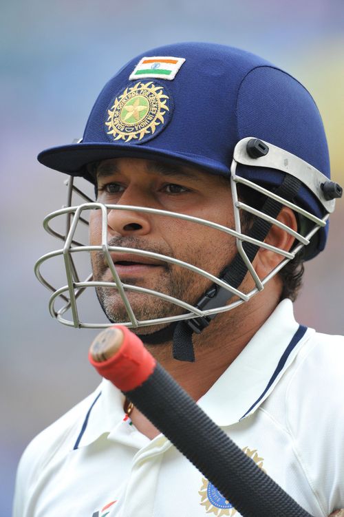 Sachin Tendulkar of India leaves the pitch after being dismissed by Lonwabo Tsotsobe of South Africa after 13 runs during day 1 of the 2nd Test match between South Africa and India at Sahara Stadium, Kingsmead on December 26, 2010 in Durban, South Africa.