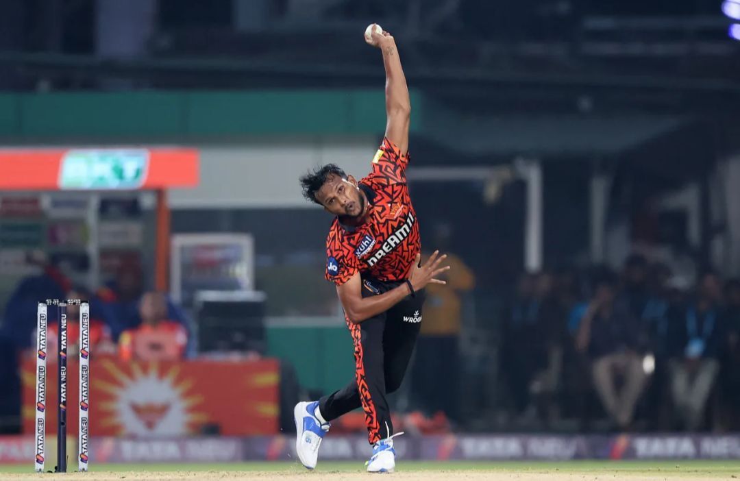 T Natarajan for the Sunrisers Hyderabad