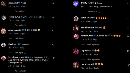 Screengrab of reactions on Liv Morgan's Instagram post.