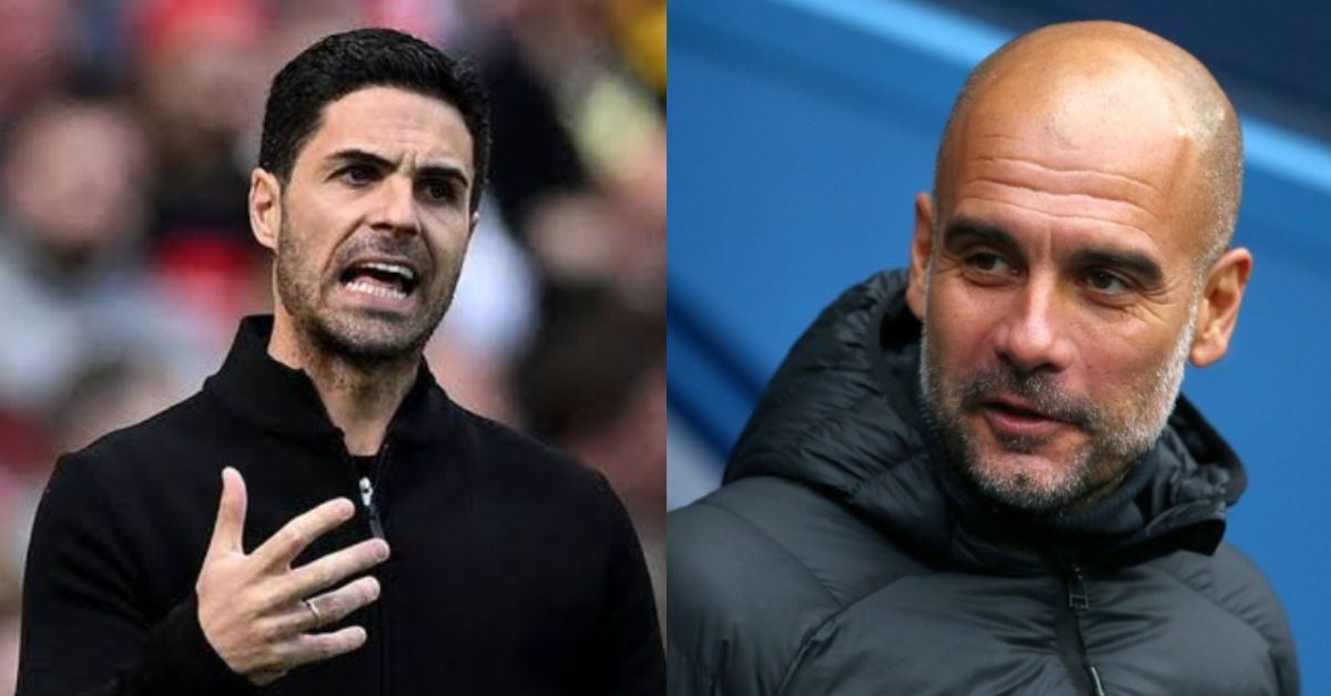 Arsenal boss Mikel Arteta (left) and Manchester City manager Pep Guardiola (right)