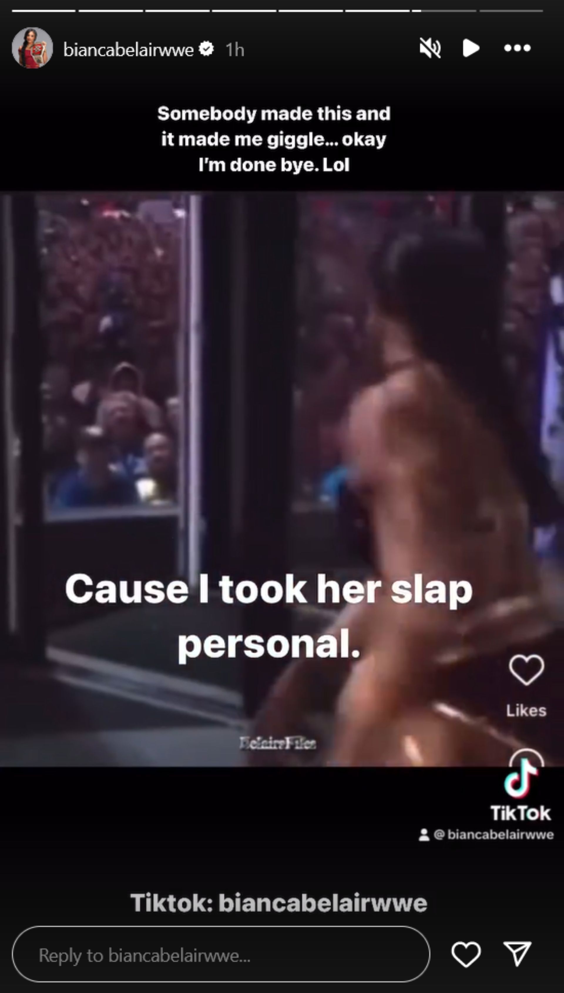 Screenshot of Bianca Belair&#039;s post to Instagram Stories