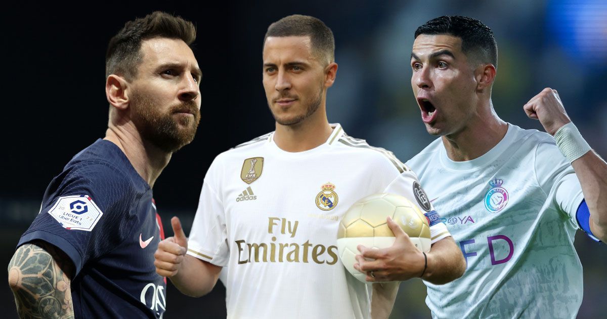 Cristiano Ronaldo, Eden Hazard and Lionel Messi 