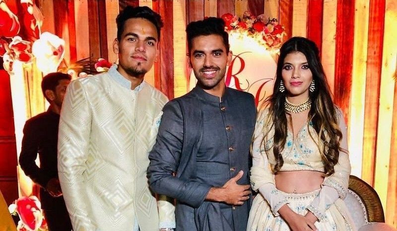 Rahul Chahar with his brother and wife