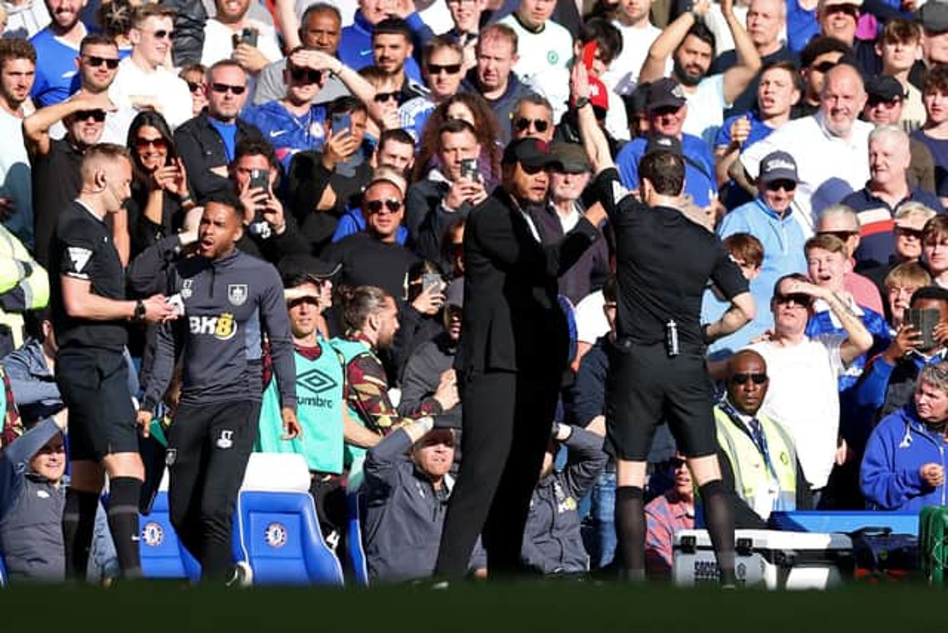 Vincent Kompany refused to leave after being shown a red card in Burnley
