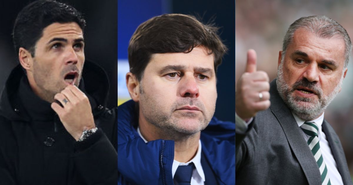 Mikel Artete (left), Mauricio Pochettino, and Ange Postecoglou