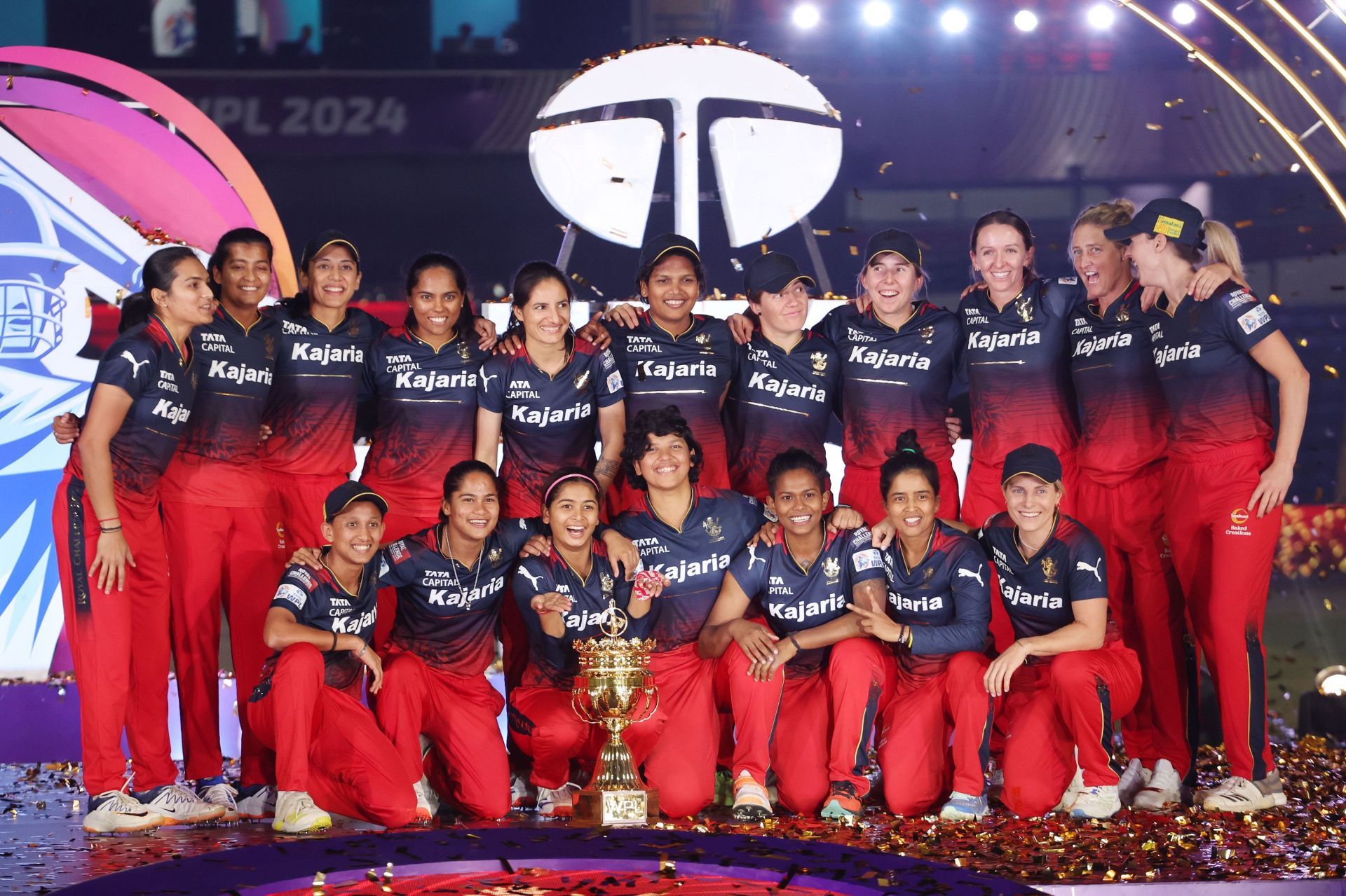 RCB players with their maiden WPL trophy