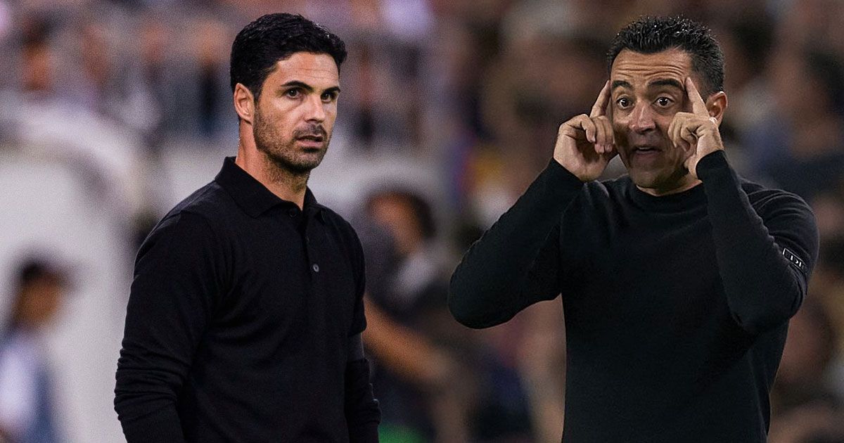 Arsenal boss Mikel Arteta (left) and Barcelona manager Xavier Hernandez