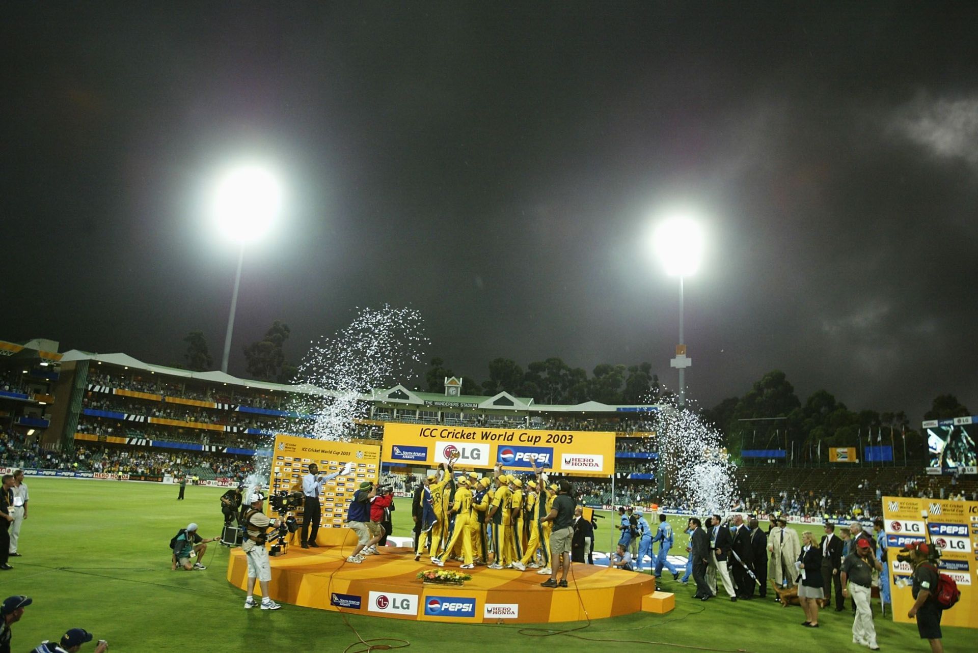 Australia presented with the World Cup Trophy in 2003.