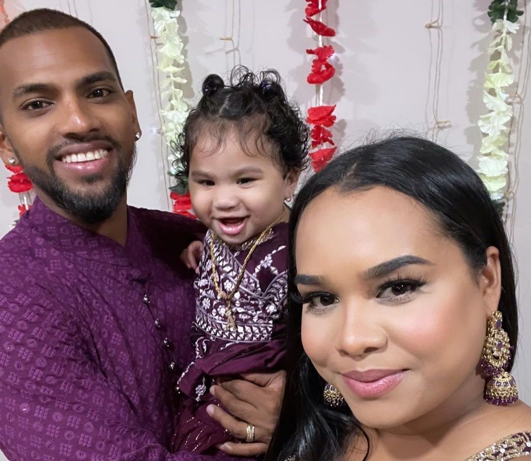 Nicholas Pooran with his family