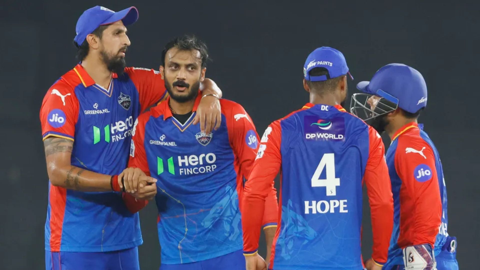 Axar Patel and teammates celebrating his wicket