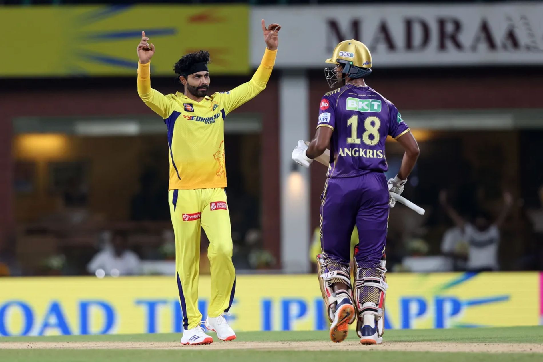 Ravindra Jadeja celebrates a wicket against KKR. (Pic: BCCI/ iplt20.com)