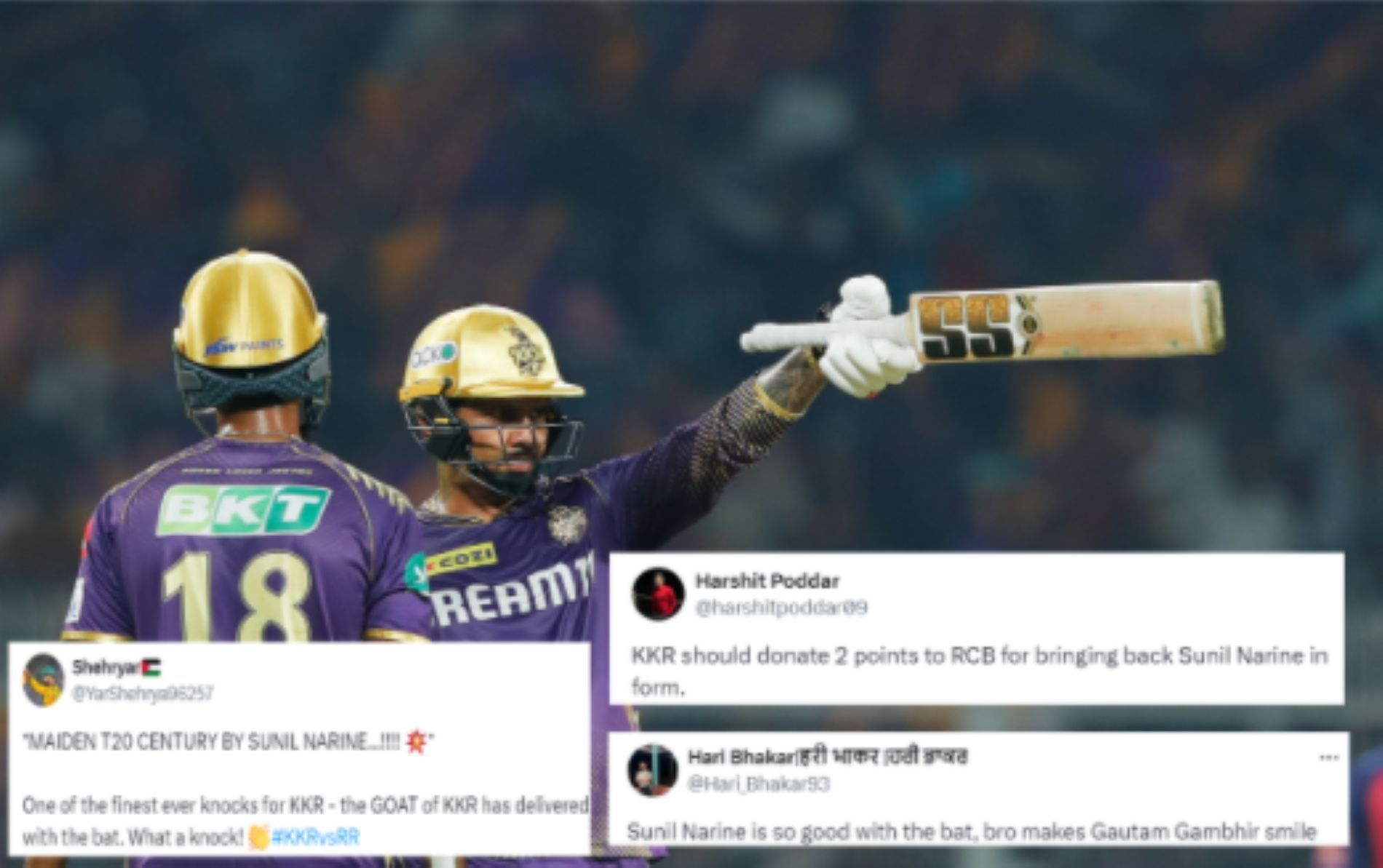 Narine thrilled the Eden crowd with a blazing innings [Credit: IPL Twitter handle]