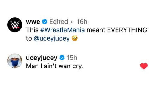 Uso's left this message on WWE's Instagram post.